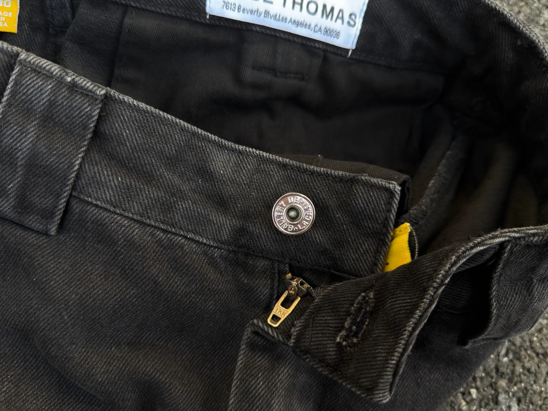 P240💰GA07 Top heavy industry GALLERY DEPT. Spliced ​​ink splash back logo washed retro jeans men and women high street splash ink pants micro-flared casual trousers trendy couple same style Size: 28 30 32 34 36 (corresponds to S M L XL XXL)